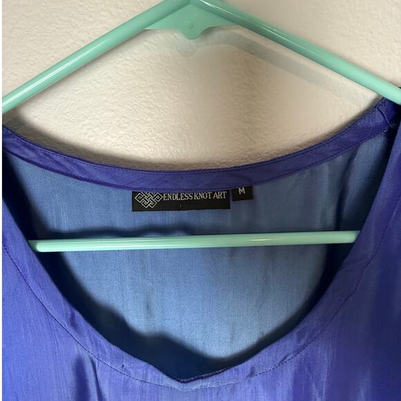 Endless Knot Art Silk Blend Maxi Sheath Dress, Blue, Sz Med - Picture 3 of 3